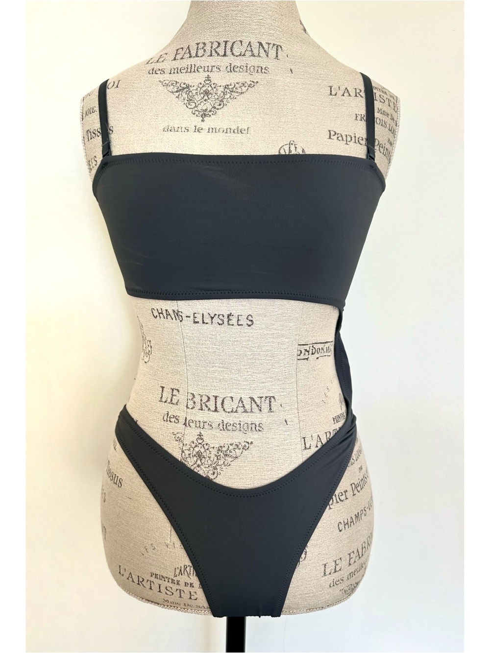 NWT Skims Recycled Swim Strapless Monokini in Gunmetal